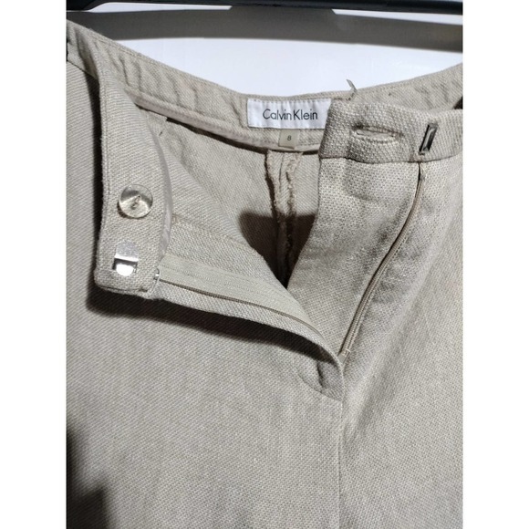 Calvin Klein linen blend wide leg pants beige color woman size 8 - Picture 2 of 5